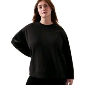 Athleta Black Retroplush Velvet Crewneck Sweatshirt Size 1X NWT